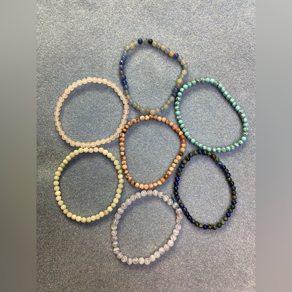 7 round bead stretch Bracelet Set